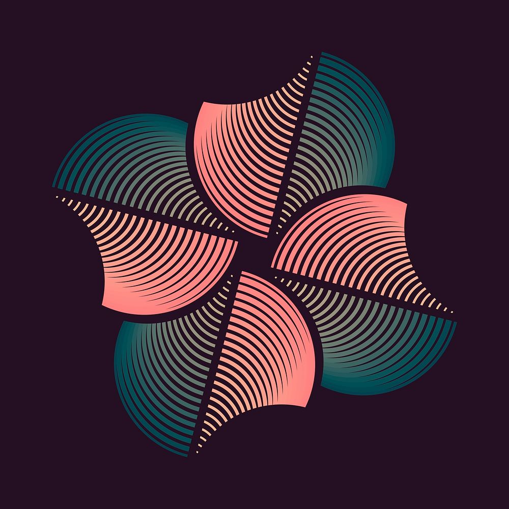 Geometric flower sticker, abstract shape design psd
