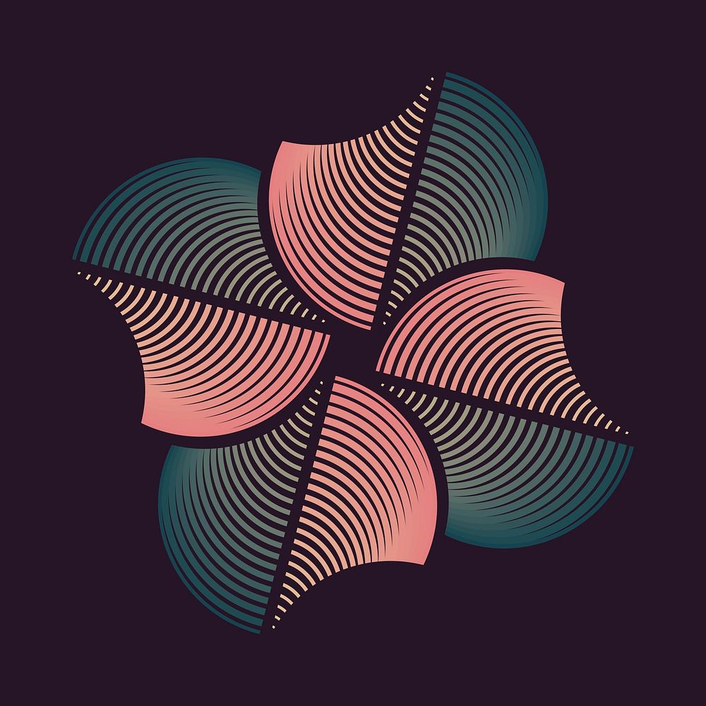 Geometric flower sticker, abstract shape design vector