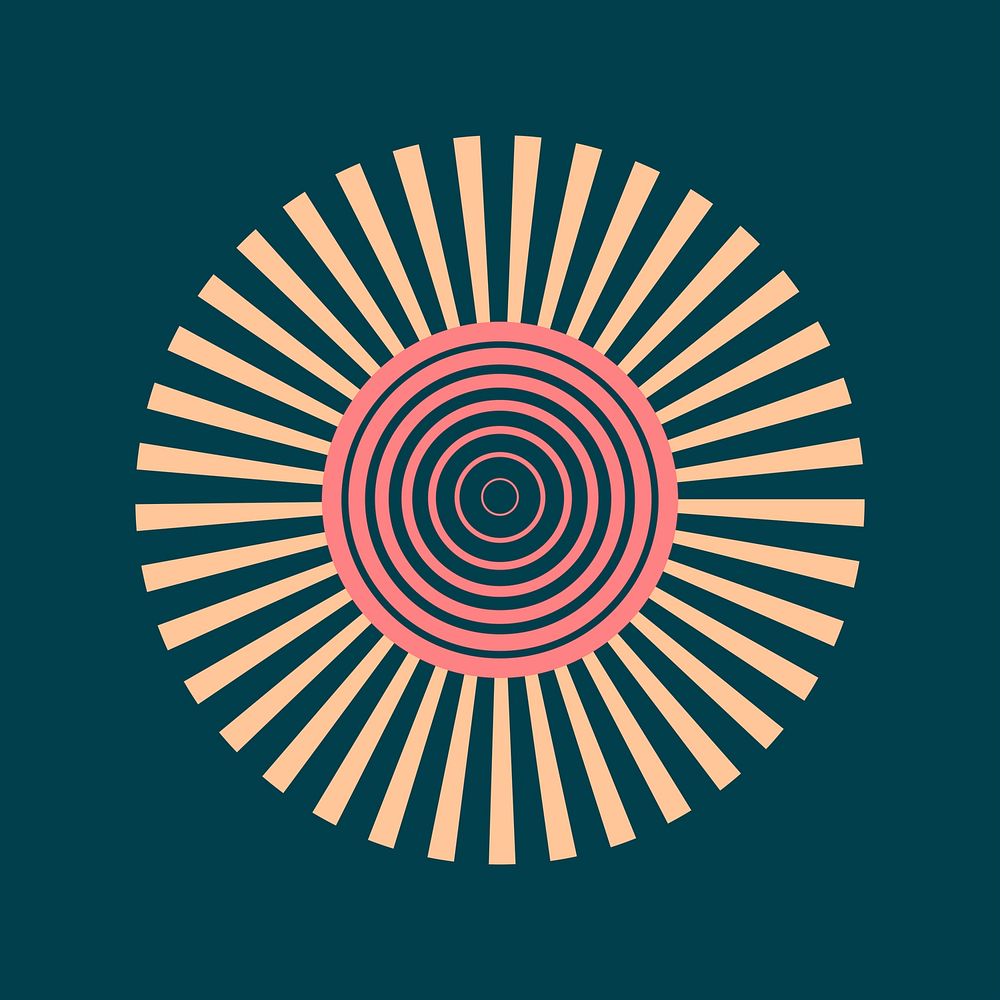 Retro spiral sticker, geometric circle style, vintage collage element psd