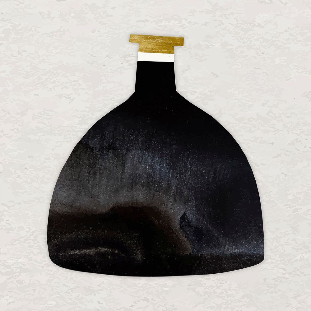 Black vase sticker, aesthetic home decor collage element vector