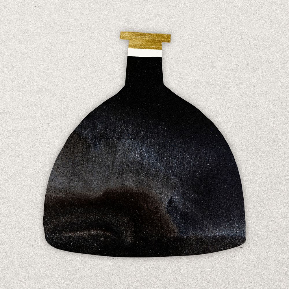 Black vase clipart, aesthetic home decor collage element