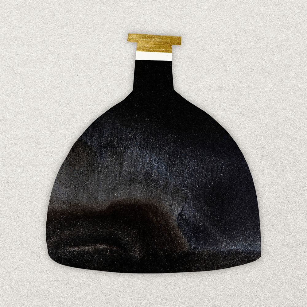 Black vase sticker, aesthetic home decor collage element psd