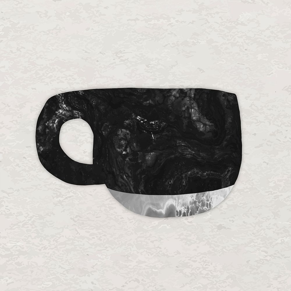 Coffee mug clipart, black ceramic pottery vector