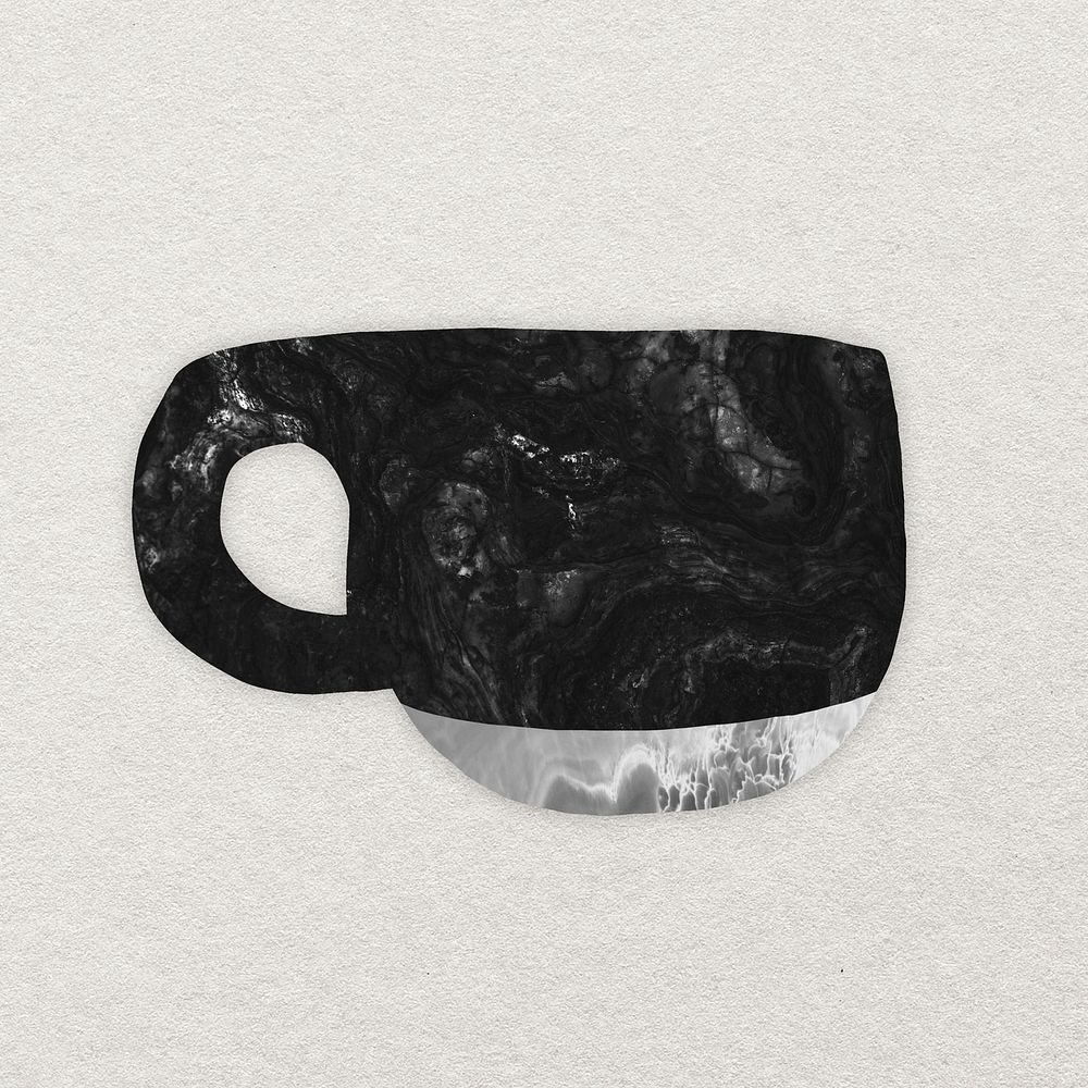 Coffee mug clipart, black ceramic pottery psd
