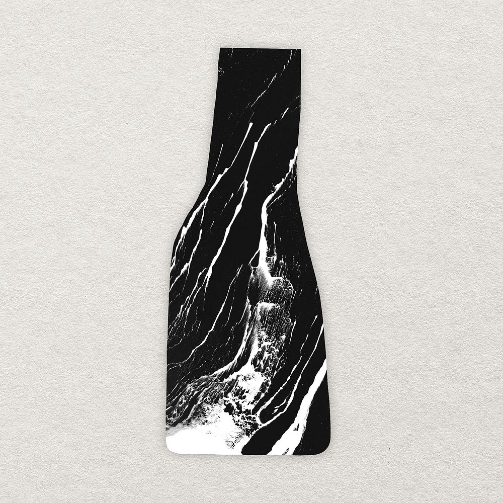 Marble textured vase sticker, black aesthetic home decoration psd