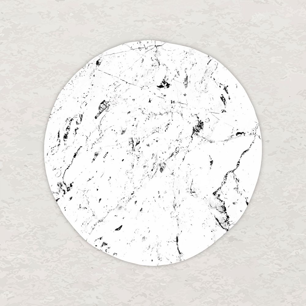 Marble textured coaster clipart, white aesthetic object collage element vector