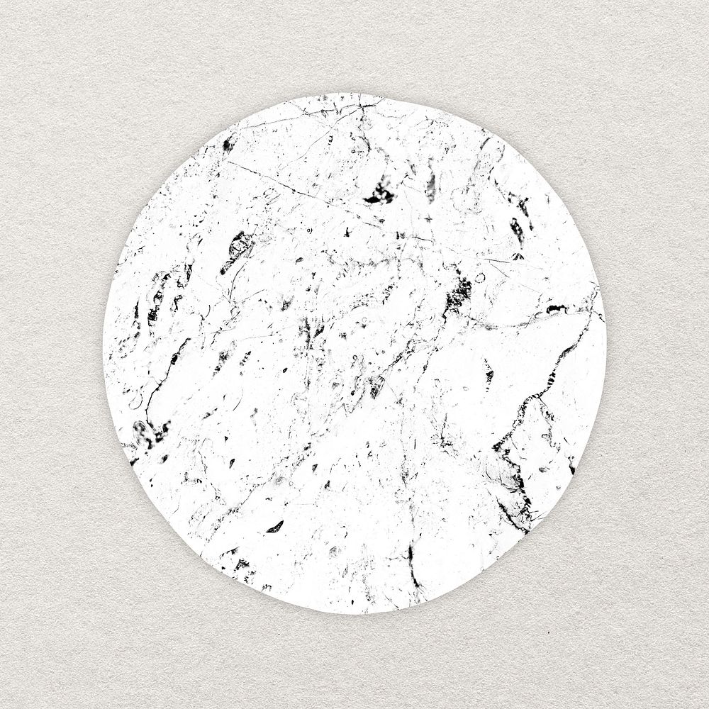 Marble textured coaster clipart, white aesthetic object collage element