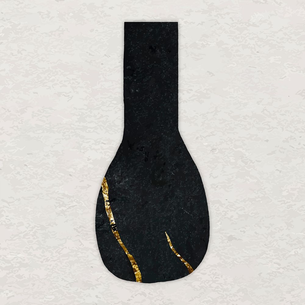 Black vase clipart, kintsugi pottery design vector