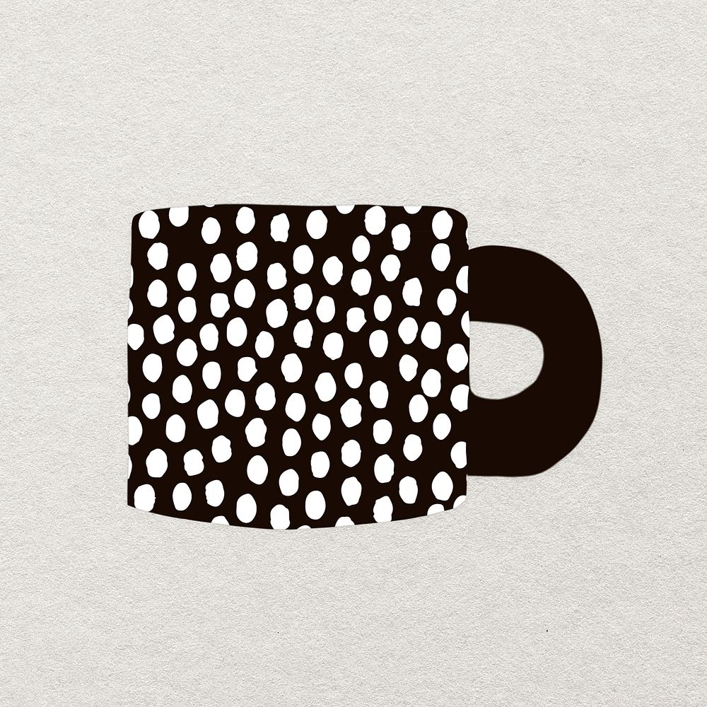 Polka dotted mug clipart, cute abstract object psd