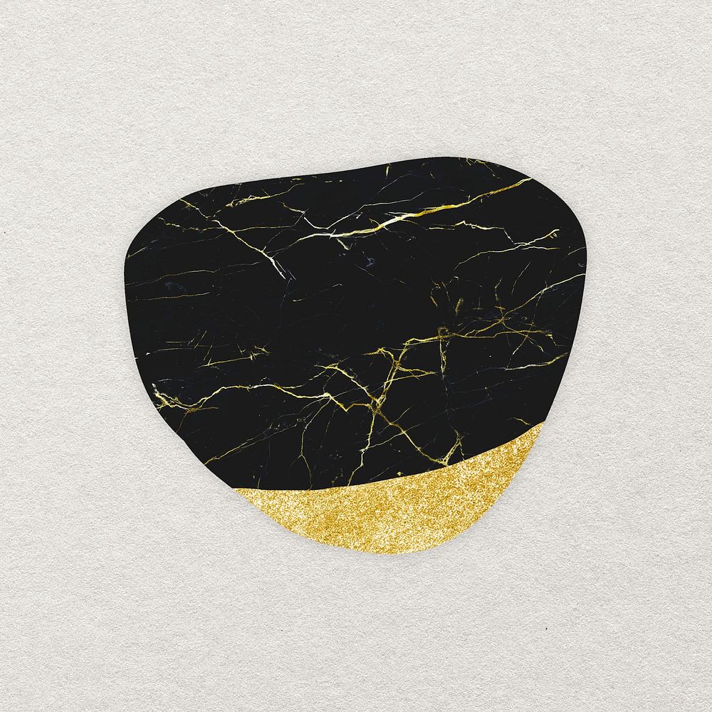 Kintsugi abstract shape sticker, black aesthetic psd