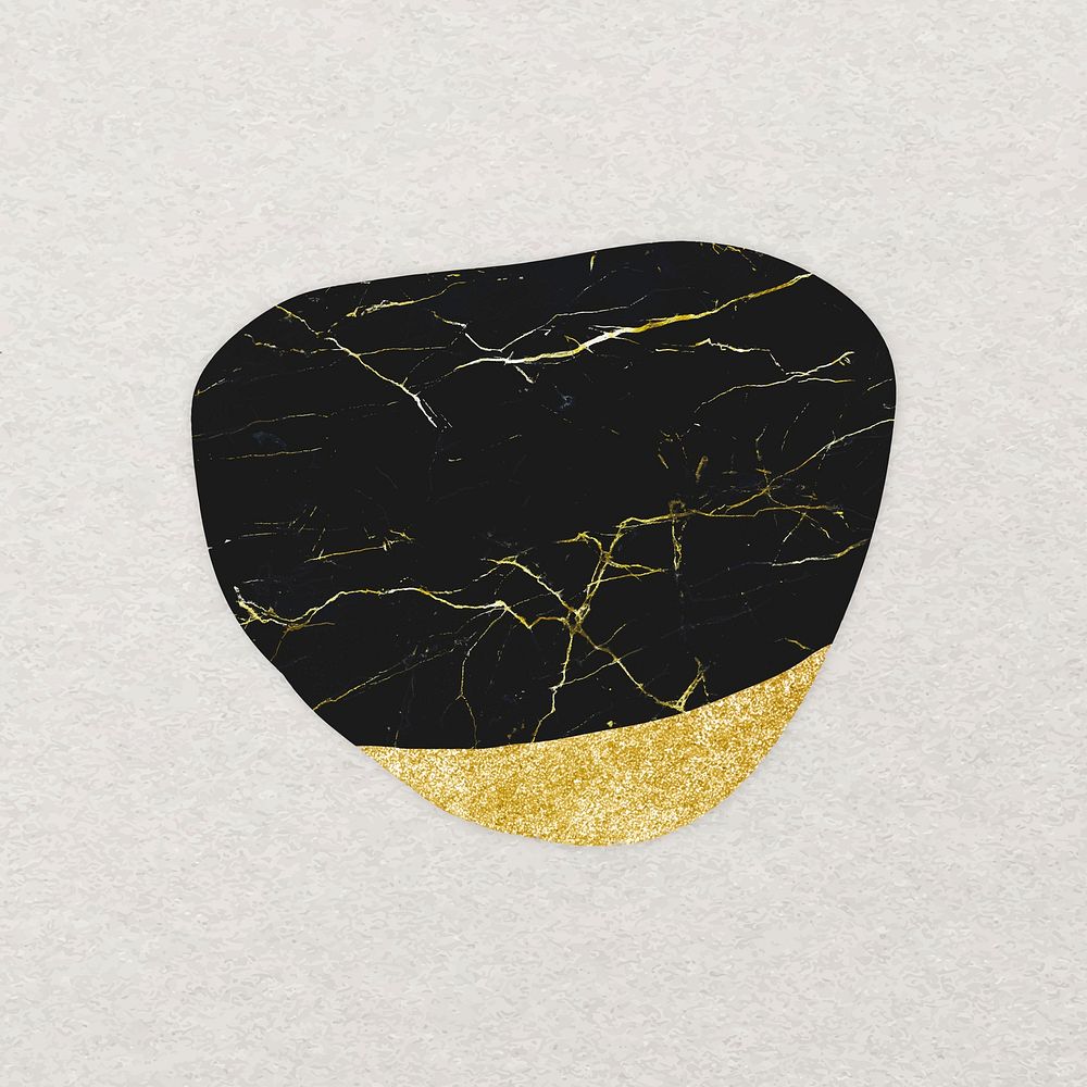 Kintsugi abstract shape sticker, black aesthetic vector