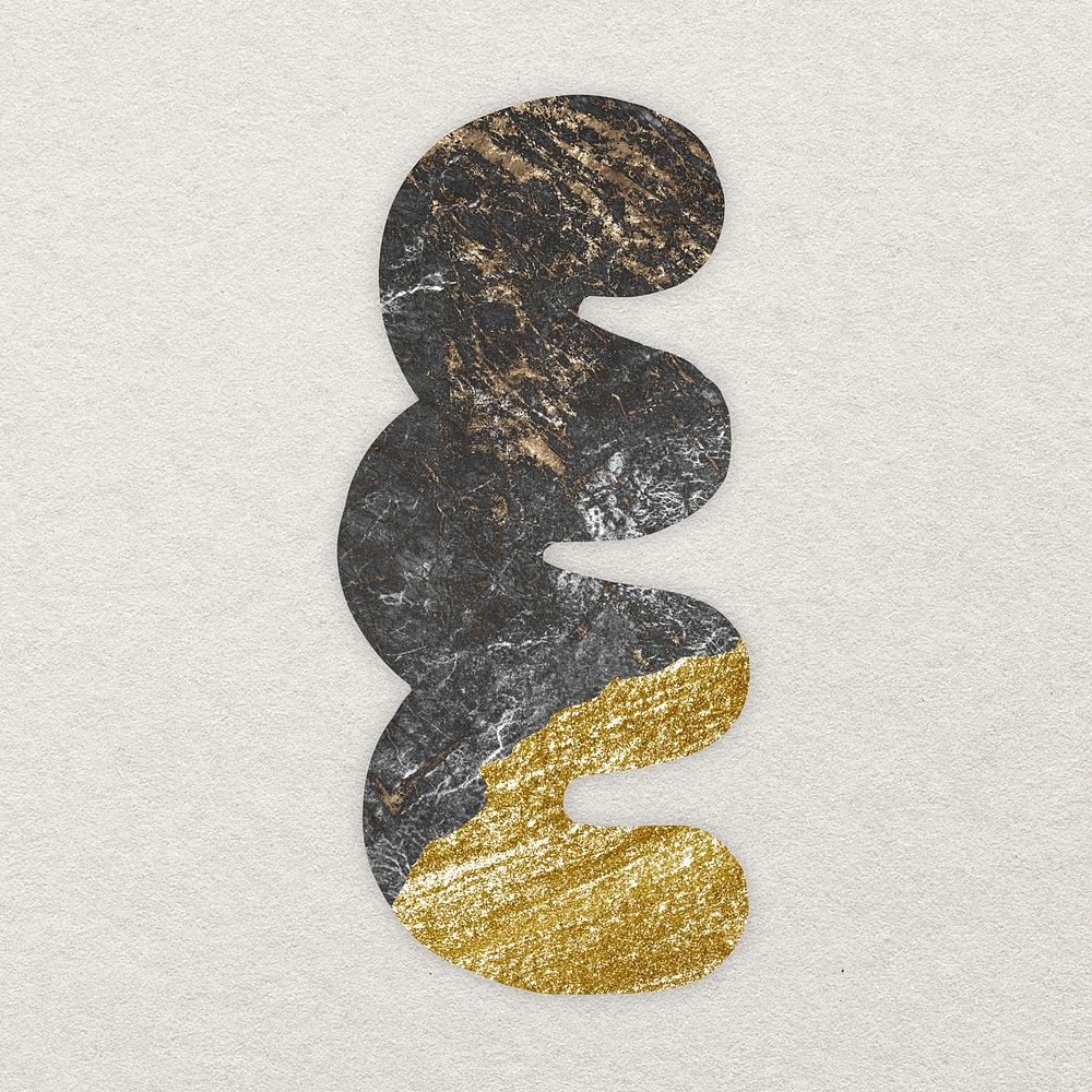 Kintsugi abstract shape sticker, gold aesthetic design psd