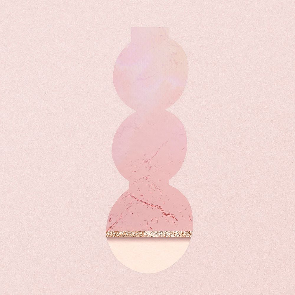 Pink marble vase sticker, aesthetic home decoration vector