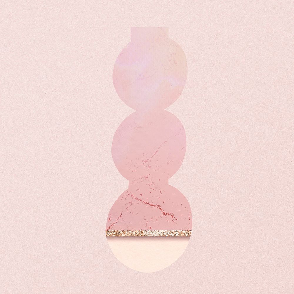 Pink marble vase sticker, aesthetic home decoration psd