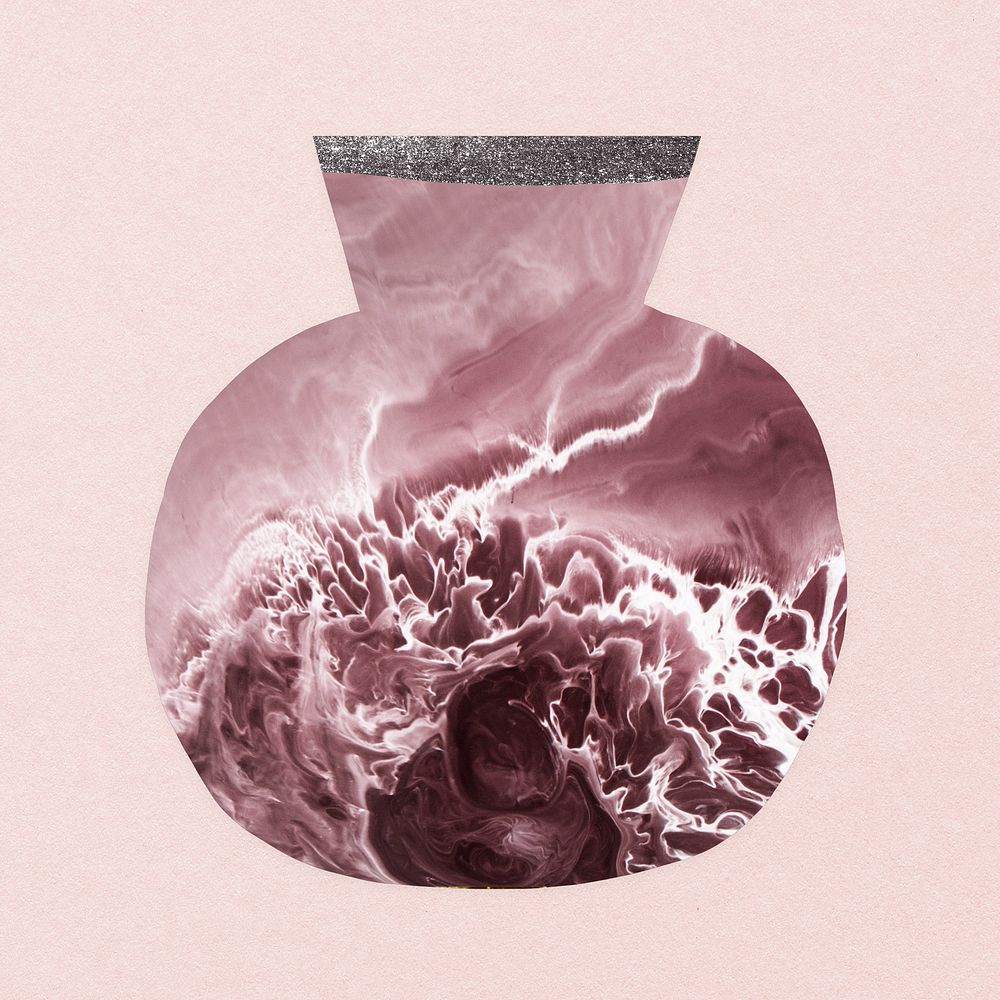 Pink marble vase clipart, pink abstract pottery