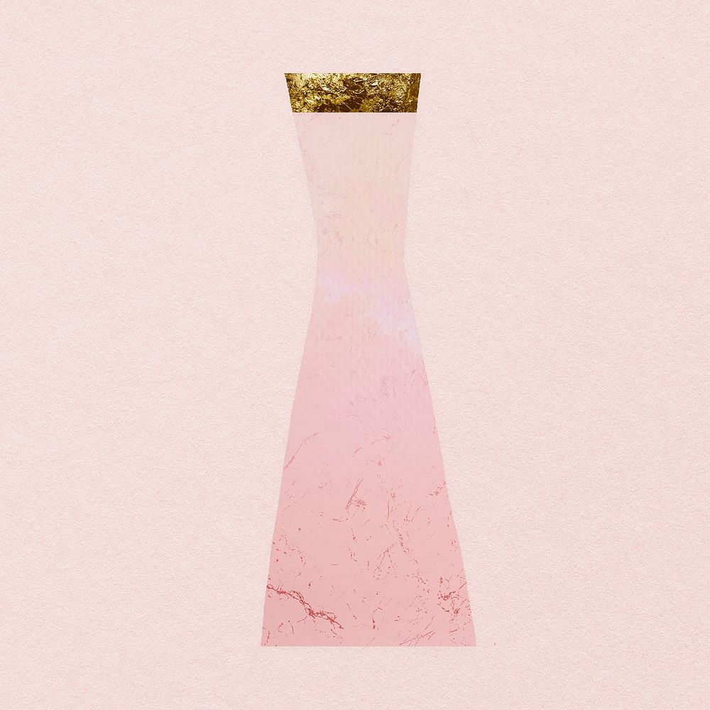 Hourglass shape vase clipart, pink Japanese kintsugi pottery