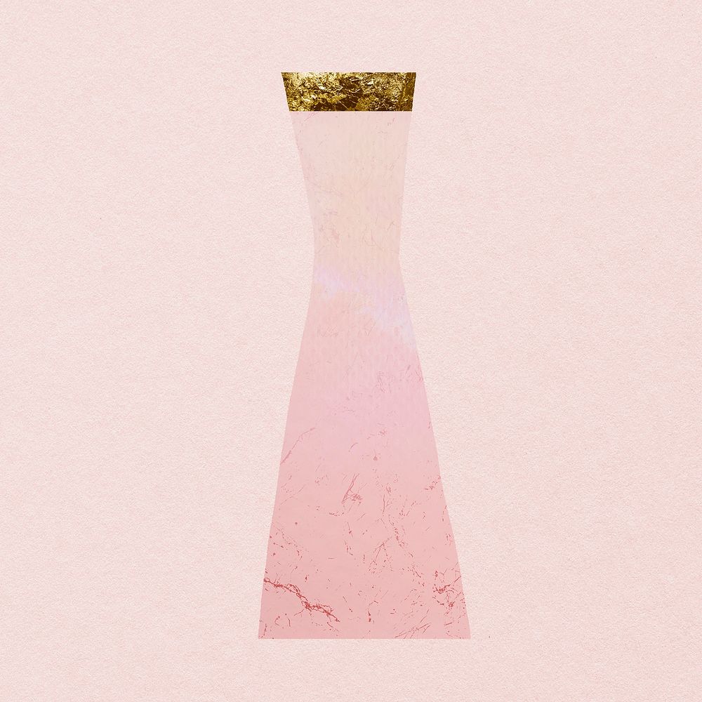 Hourglass shape vase sticker, pink Japanese kintsugi pottery psd