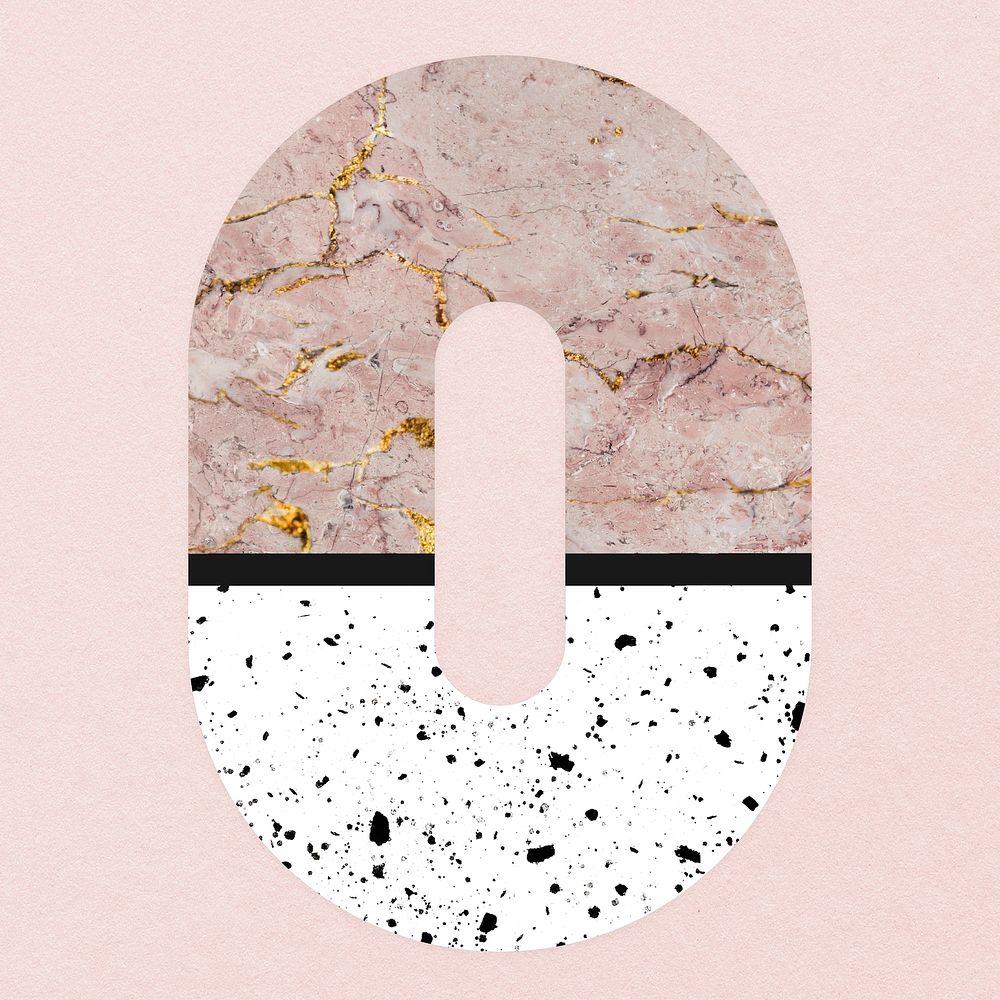Marble O letter shape clipart, pink abstract texture
