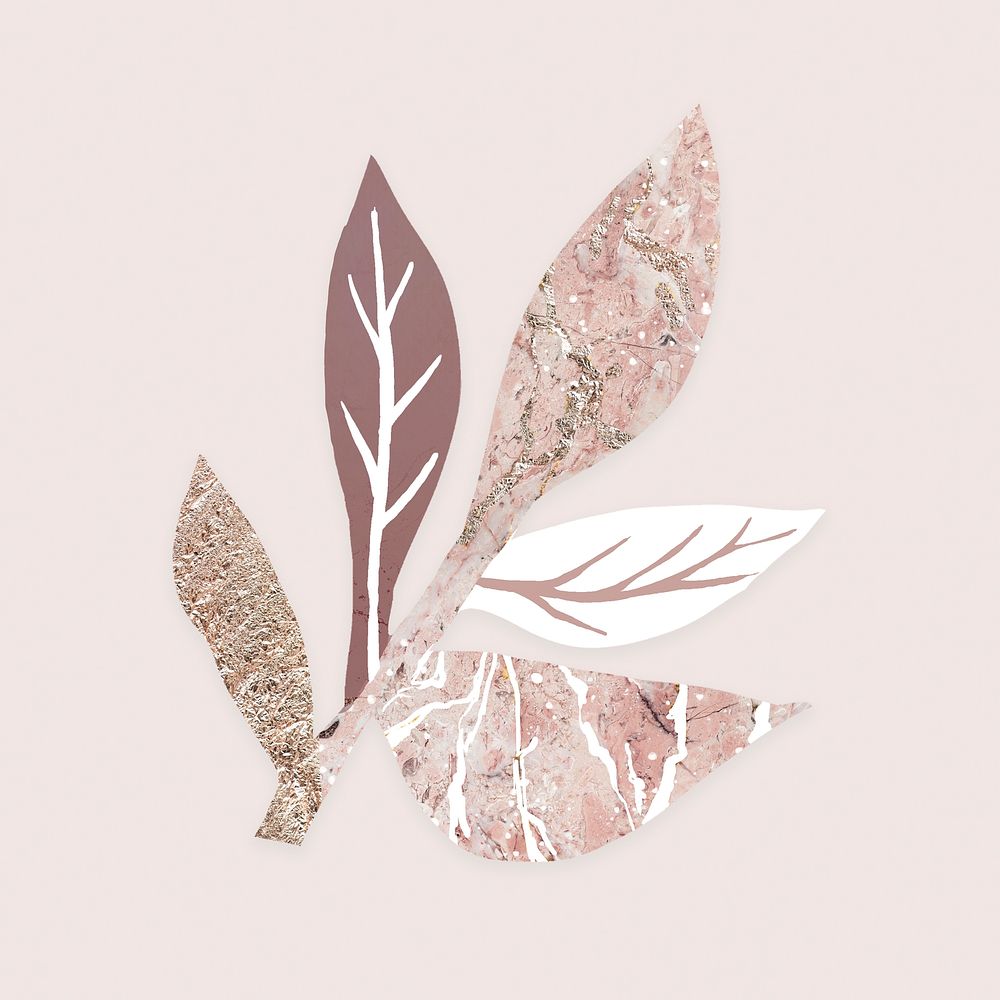 Abstract leaf nature clipart, pink metallic design vector