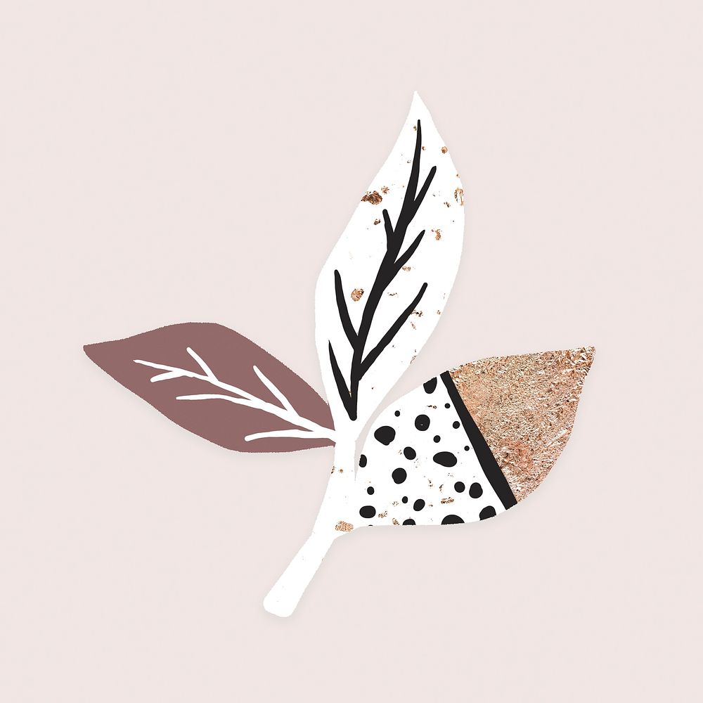 Aesthetic leaf nature sticker, pink abstract design vector