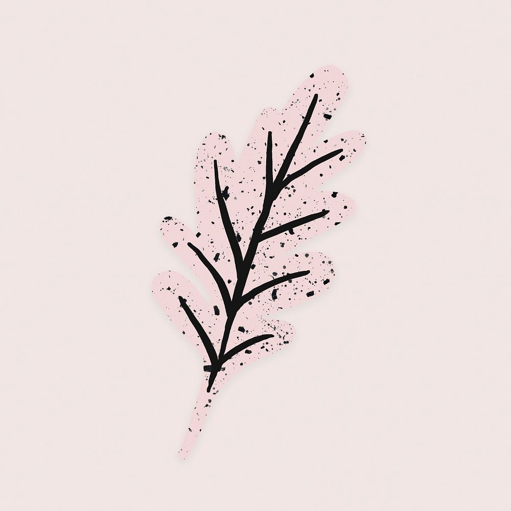 Pink leaf clipart, nature collage element in abstract design vector