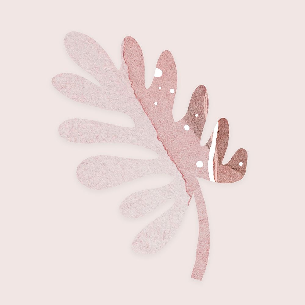 Watercolor leaf textured sticker, pink nature graphic psd
