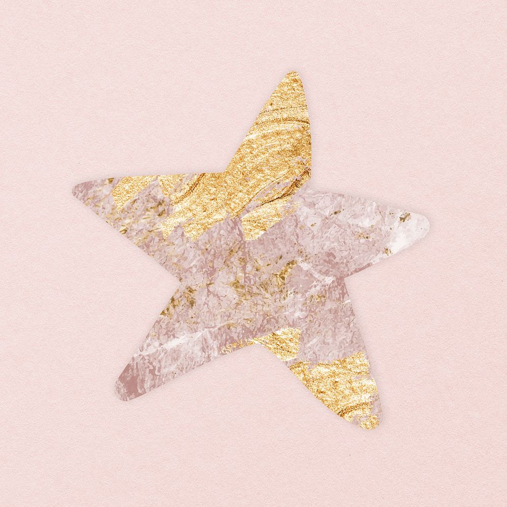 Marble star shape clipart, pink aesthetic texture