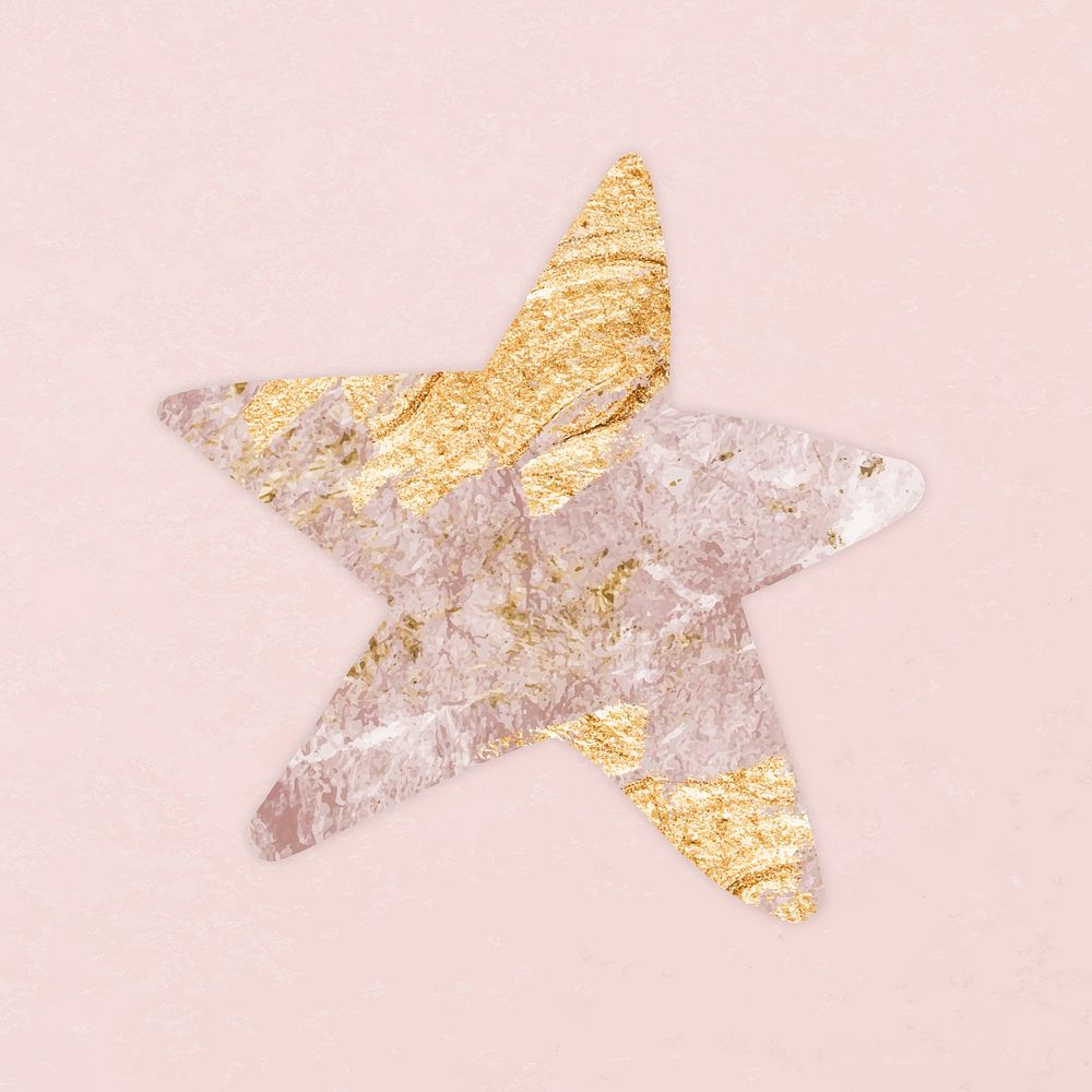 Marble star shape clipart, pink aesthetic texture vector
