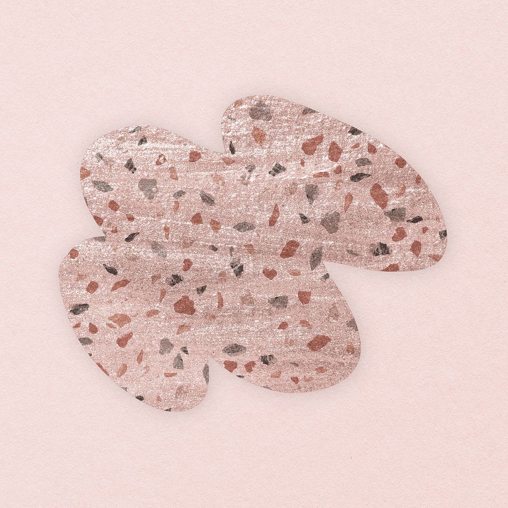 Abstract shape sticker, pink terrazzo texture design vector