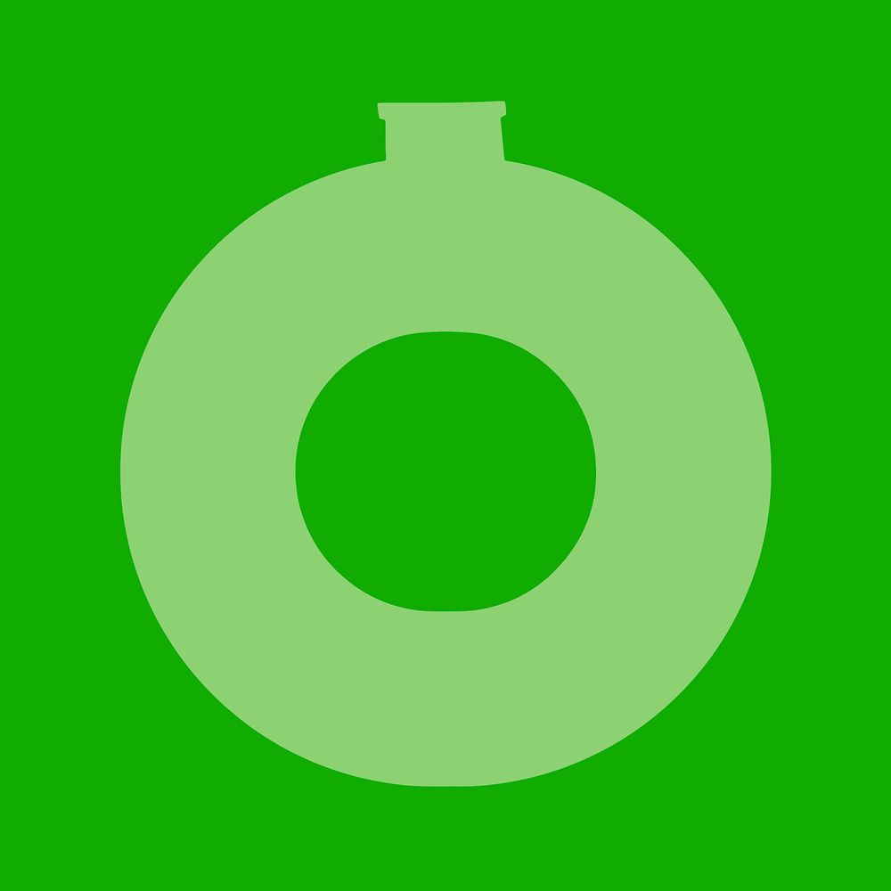 O-shape vase clipart, green home decor object vector
