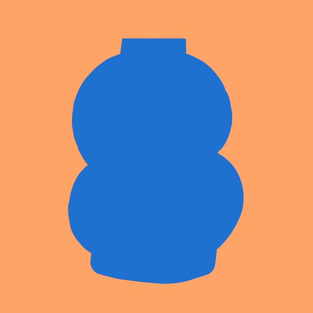 Abstract vase sticker, blue pottery, flat design psd