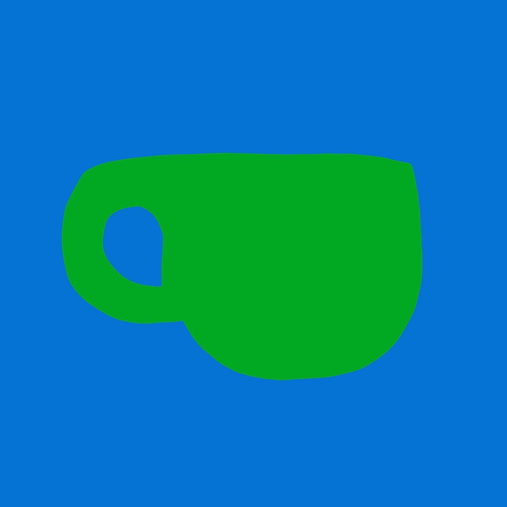 Green mug clipart, 2D flat design object vector