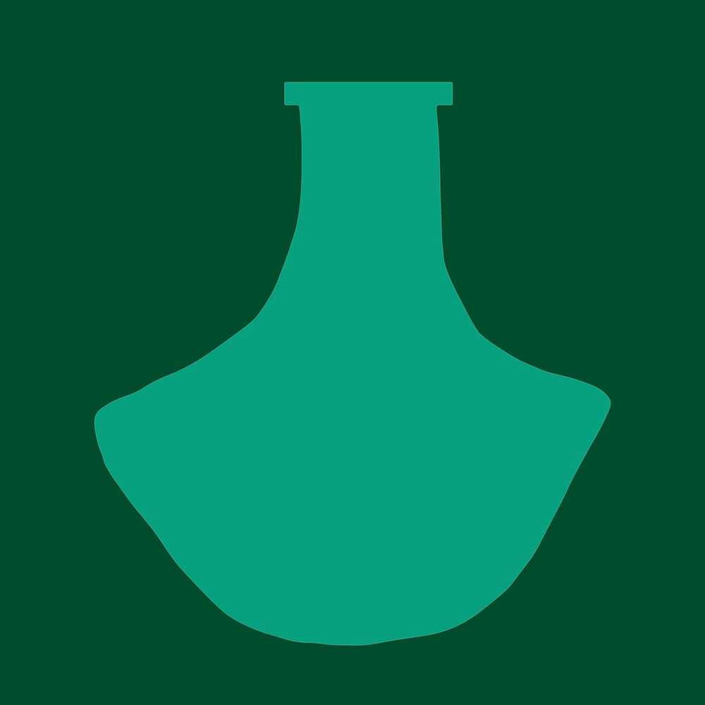 Green vase sticker, home decor object in flat design vector