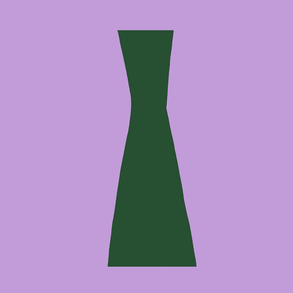 Hourglass shape vase sticker, green pottery design psd