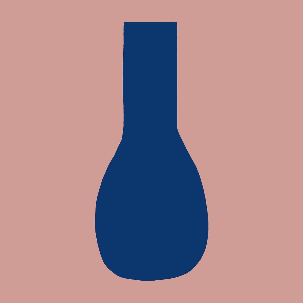 Gourd vase sticker, blue pottery, flat design vector