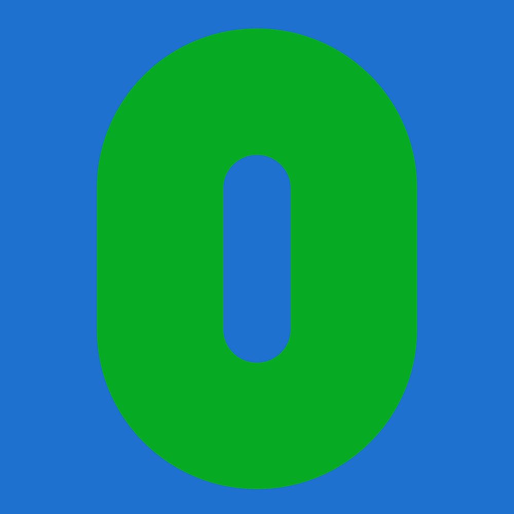 O shape clipart, green flat alphabet collage element