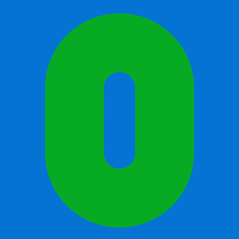 O shape clipart, green flat alphabet collage element vector