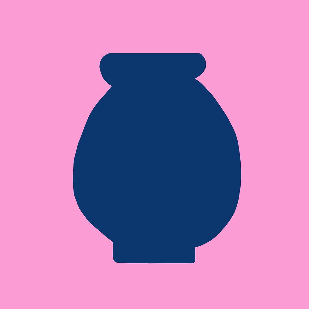 Abstract vase sticker, blue pottery, flat design psd