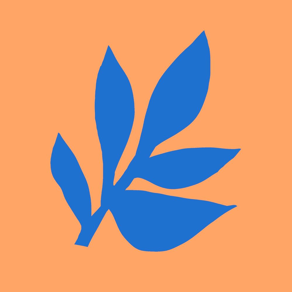 Blue leaf clipart, nature flat graphic