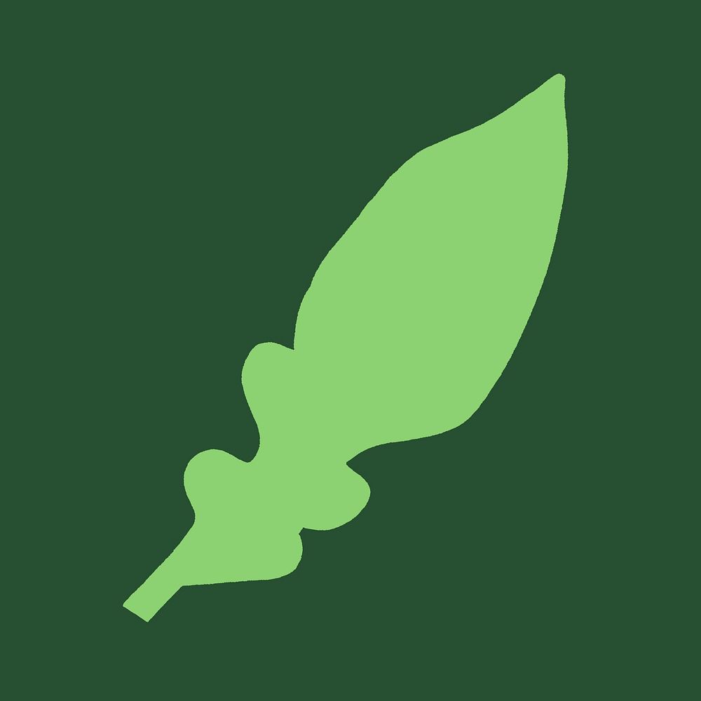 Green leaf collage element, botanical illustration in flat design vector