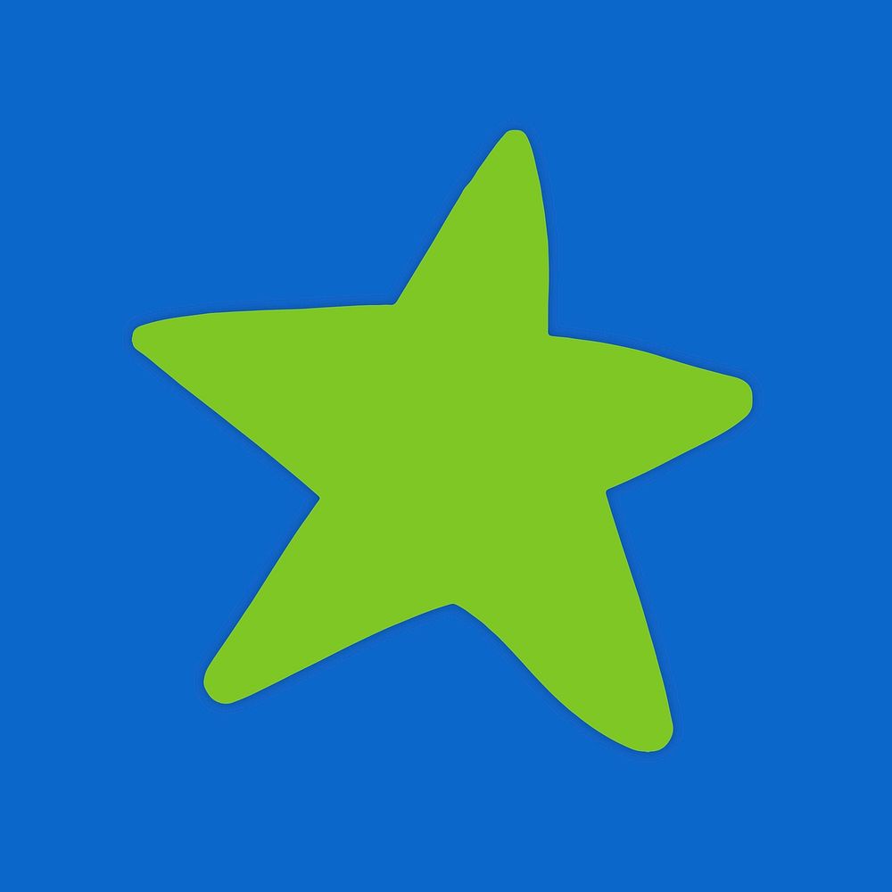 Green star sticker, 2D flat collage element vector