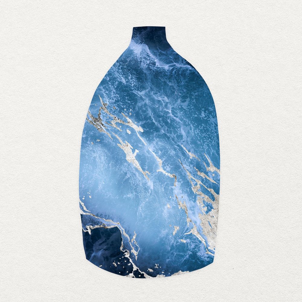 Blue marble vase clipart, textured pottery, aesthetic design