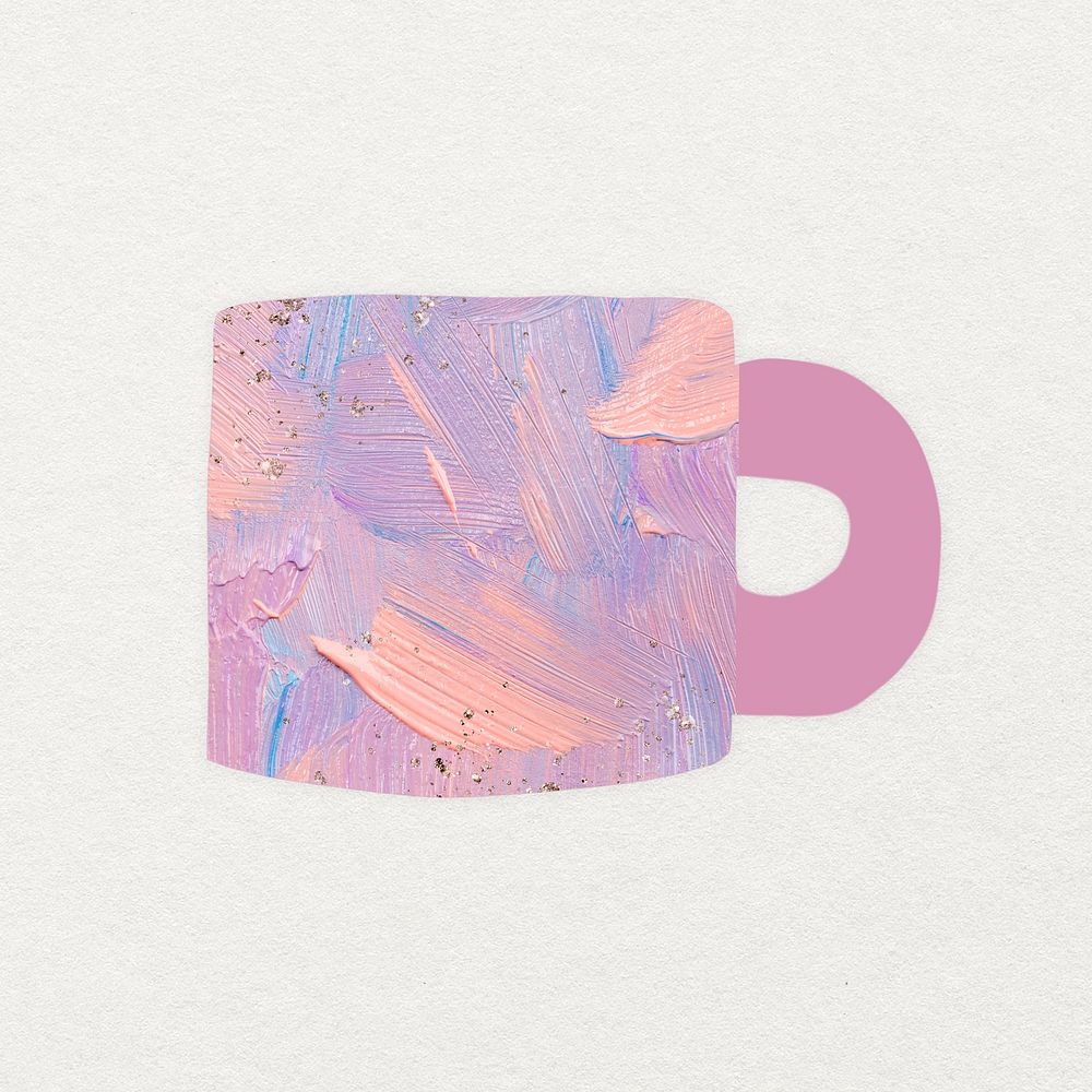 Pink aesthetic mug clipart, acrylic paint texture