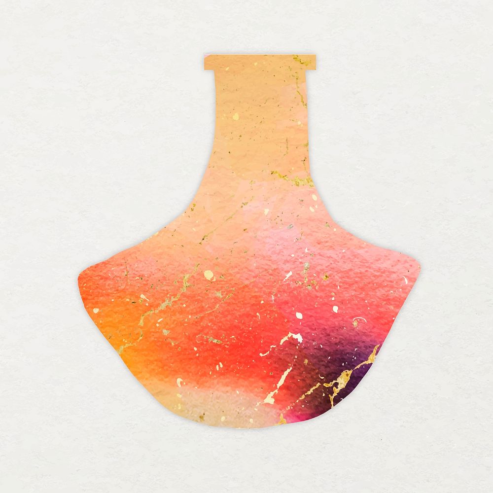 Orange gradient vase, gold aesthetic pottery design vector