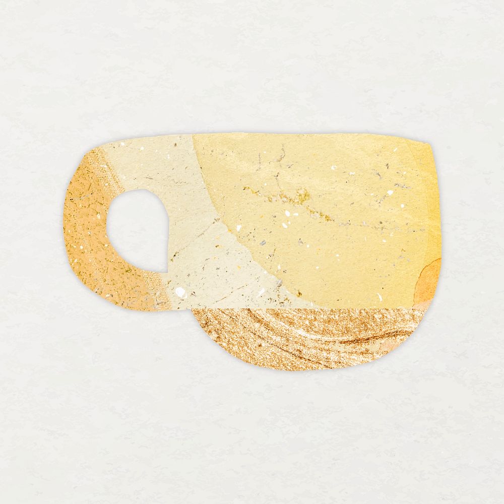 Golden mug clipart, kintsugi aesthetic design vector