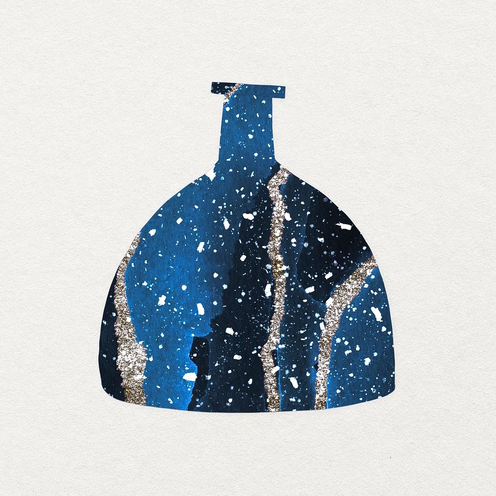 Blue marble vase clipart, textured pottery, aesthetic design
