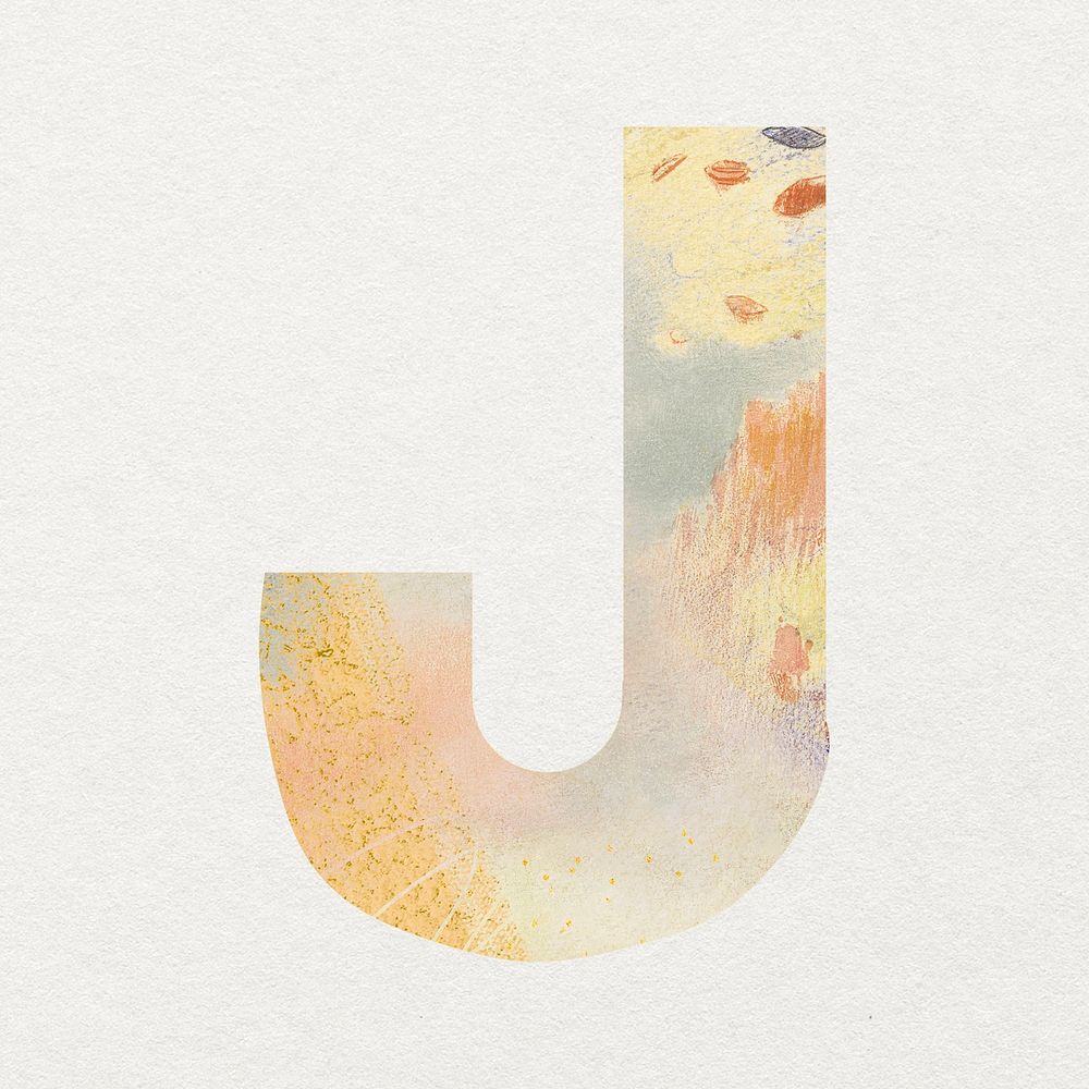 J letter clipart, beige aesthetic design psd