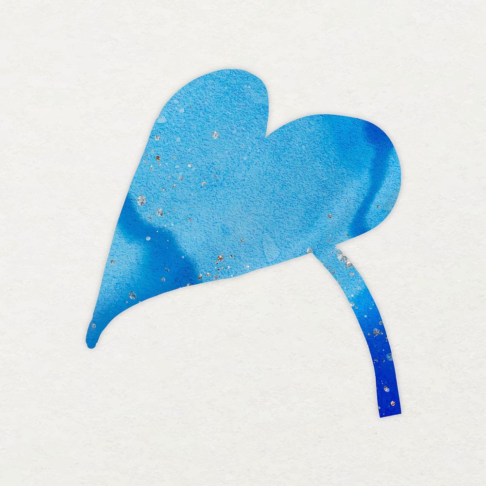Blue heart leaf clipart, indigo botanical, aesthetic collage element vector