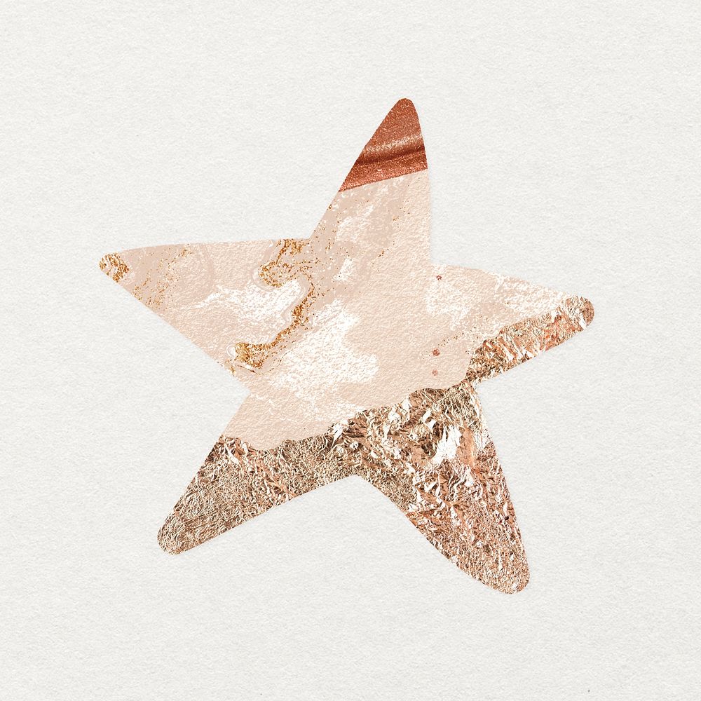 Rose gold star clipart, aesthetic shape psd
