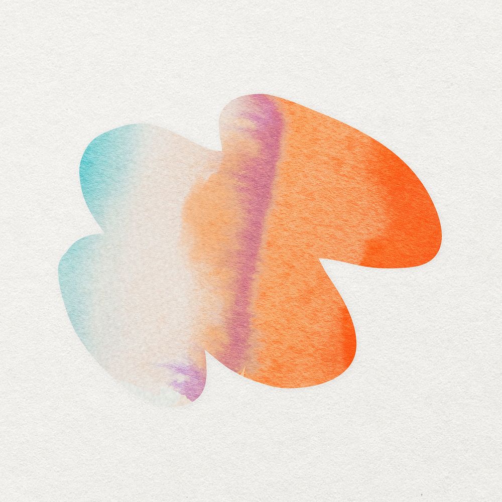 Abstract watercolor shape clipart, orange aesthetic design psd